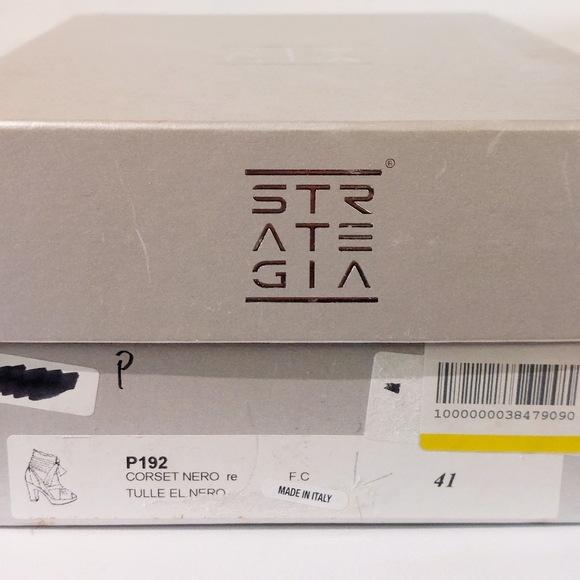 Strategia black suede & fabric platform sock bootie w tulle ties, EU41, NWT - Picture 14 of 14